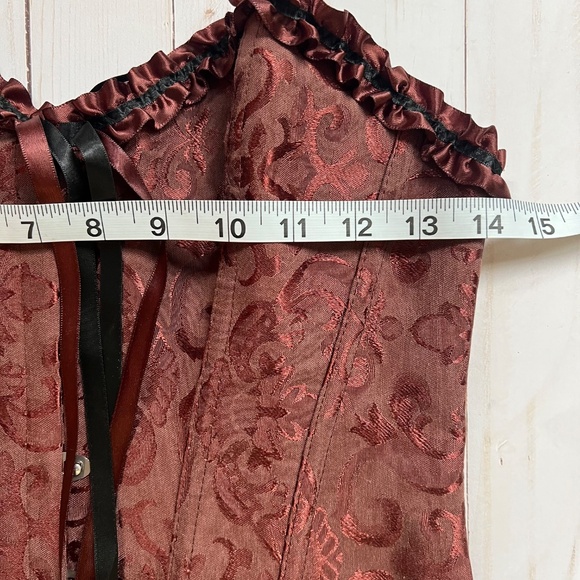Corset Bustier – Brown Damask Lace-Up – Women’s Medium – Excellent Condition - Picture 5 of 10